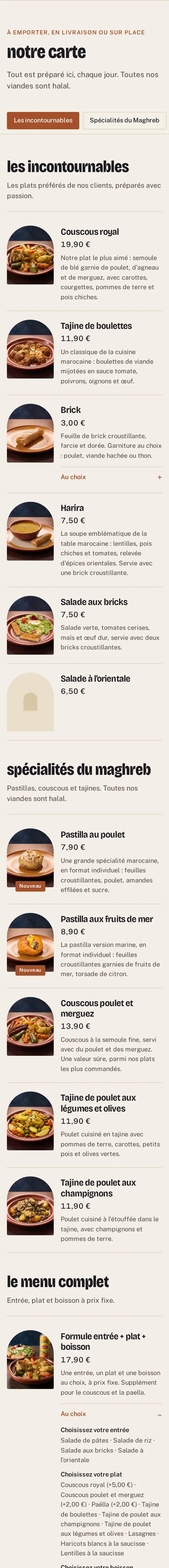 Capture de section « La carte » du site L'Euro Orientale, sur téléphone