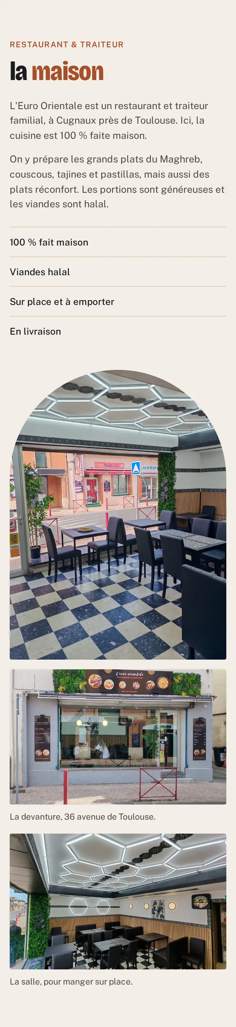 Capture de section « La maison » du site L'Euro Orientale, sur téléphone