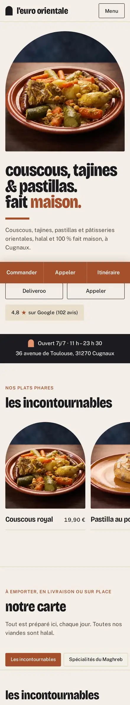 Le même site sur téléphone